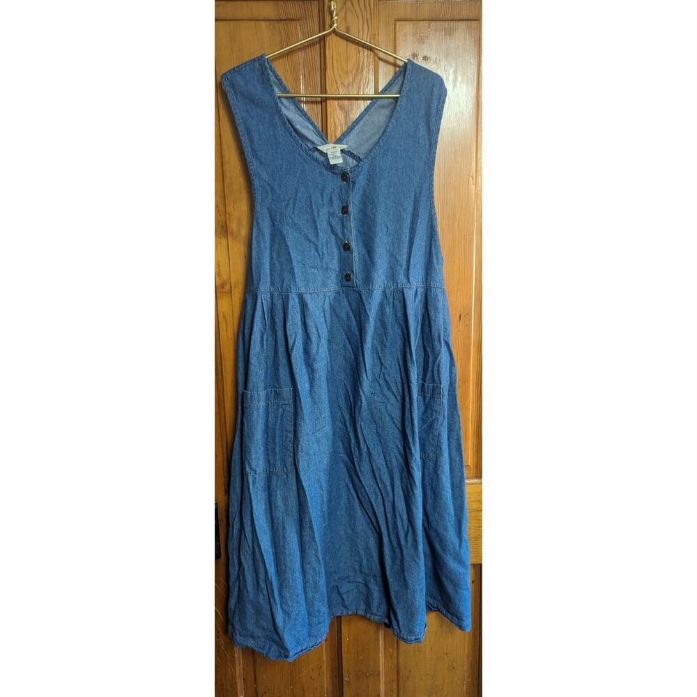 Vintage Hunters Run Jumper Dress Blue Denim Overalls 100% Cotton Pockets Sz 2XL